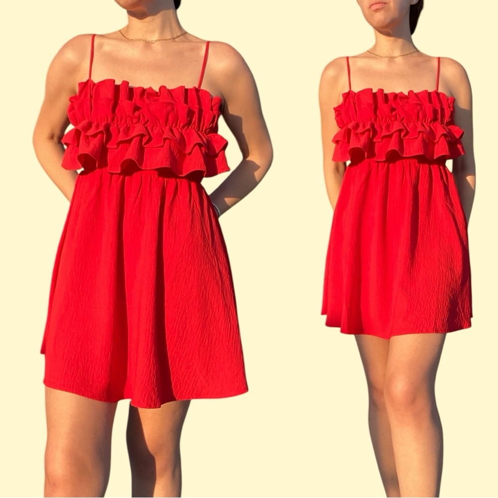 Red Ruffled Tiered Mini Sundress